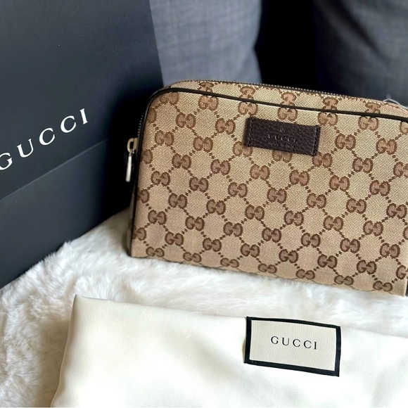 New GUCCI belt bag crossbody beige brown GG Supreme canvas zip top NWT - Picture 7 of 10